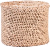 Jute Band Lint 50mm (5cm) | Naturel Burlap Ribbon | Beige Bruin | Kerstlint | Cadeaulint | Decoratielint | Rol: 3 Meter