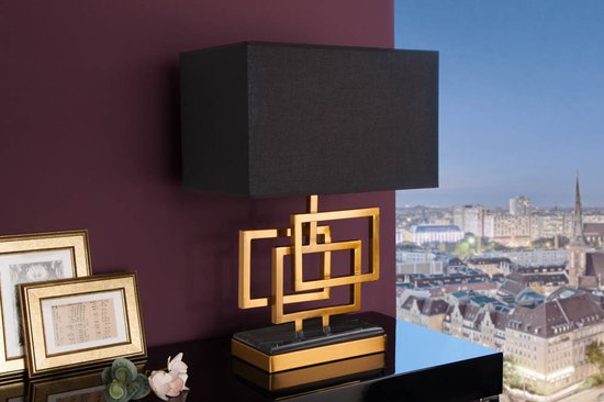 Moderne tafellamp 56cm goud modern design met stoffen kap