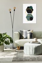 Canvas Experts schilderij opgepsannen op 38mm frame met Exclusief modern hexagon desgin desgin model 1/3 maat 75x100CM Wanddecoratie | Poster | Wall art | canvas doek |muur decorat