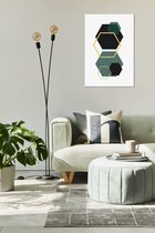 Canvas Experts schilderij opgepsannen op 38mm frame met Exclusief modern hexagon desgin desgin model 1/3 maat 60x90CM Wanddecoratie | Poster | Wall art | canvas doek |muur decorati