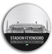 Stadion Feyenoord muurcirkel premium – Voetbalstadion wanddecoratie – Dibond Butler Finish muurcirkel – zwart wit 60cm