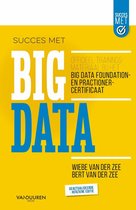 Boekomslag met de titel 'Succes met Big Data' in grote witte en blauwe letters op een gele achtergrond. Officiële trainingsmaterialen.