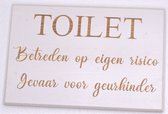 Spreukbord Hout Toilet Wit Tekstbord 30 x 20 cm Gevaar Voor Geurhinder Wandbord Wanddecoratie Cadeau  Geschenk Woonkamer Spreukborden Muur Tekst