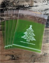 Inpakzakjes Klein – Kerst - Groen | I Wish You a Merry Christmas – Kerstboom | Traktatiezakjes - Uitdeelzakjes - Verjaardagzakjes - Feestzakjes - Inpakzakken | Traktatie - Kado - Leuk verpakt