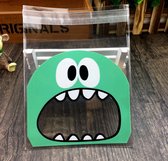 30 Groene Uitdeelzakjes 10*10 cm - Verjaardags Traktatie Uitdeelzakje Groen Monster - Geboorte Uitdeelzakje - Kraamfeest Traktatie - Cellofaan Plastic Zakje - Uitdeelzakje Transparant Groen Monster