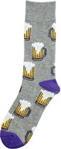 Sokken Heren - grijs / paars - print bier - 40-44