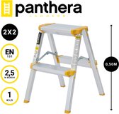 Panthera huishoudtrap - keukentrap dubbel 2x2 treden - Aluminium - Max werkhoogte: 2.49  meter - voor Particulier en professioneel gebruik