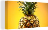 Canvas Schilderij Ananas - Fruit - Geel - 40x20 cm - Wanddecoratie