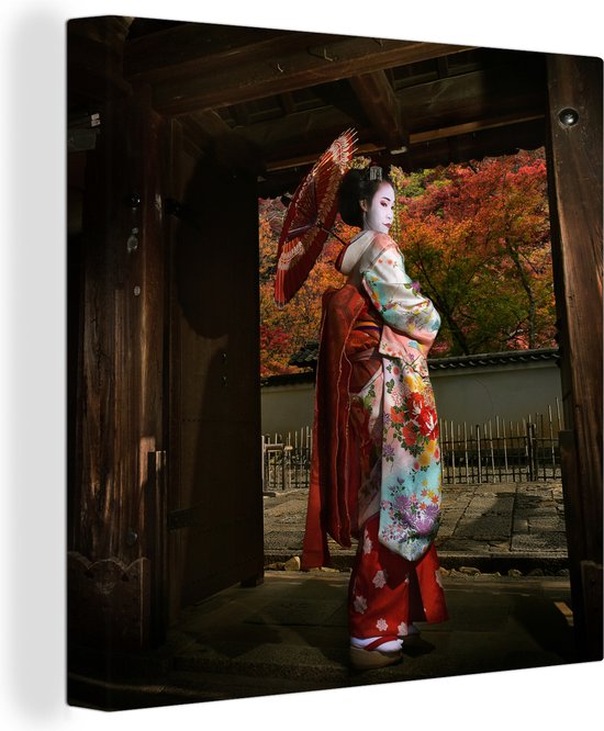 Canvas Schilderij Geisha bij Gion in Japan - 20x20 cm - Wanddecoratie