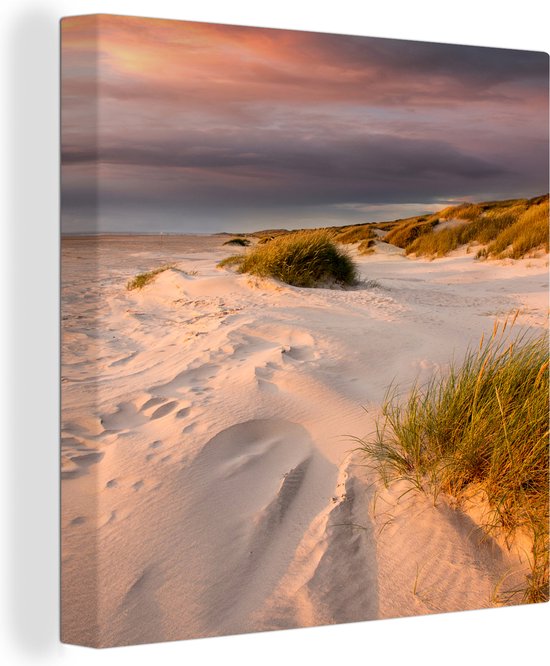 Toile Peinture Plage - Soleil - Dune - 20x20 cm - Décoration murale