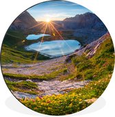 Cercle mural - Cercle mural - Alpes - Lac - Soleil - Aluminium - ⌀ 30 cm - Intérieur et extérieur