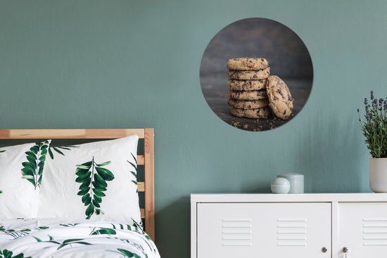 WallCircle - Wall Circle - Wall Circle - Biscuits aux Morceaux de Chocolat - Aluminium - Dibond - 60x60 cm - Intérieur et Extérieur