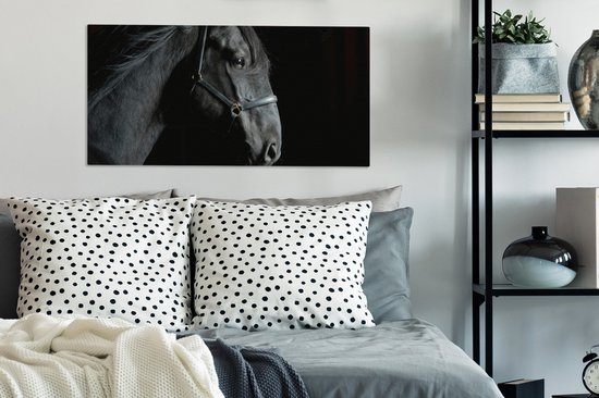 Toile Peinture Cheval - Zwart - Licol - 80x40 cm - Décoration murale