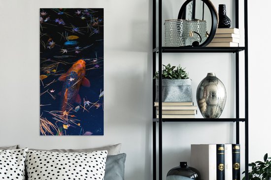 Peinture sur toile Une carpe koi colorée dans un étang - 40x80 cm - Art Décoration murale