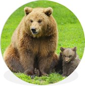 WallCircle - Wall Circle - Wall Circle Indoor - Ours - Herbe - Cub - 90x90 cm - Décoration murale - Peintures Ronds