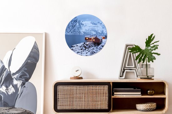 WallCircle - Wall Circle - Wall Circle Inside - Cabanes aux Lofoten - 30x30 cm - Décoration murale - Peintures Ronds