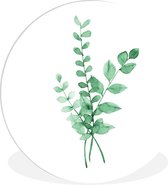 WallCircle - Wandcirkel ⌀ 150 - Waterverf - Bladeren - Planten - Ronde schilderijen woonkamer - Wandbord rond - Muurdecoratie cirkel - Kamer decoratie binnen - Wanddecoratie muurcirkel - Woonaccessoires