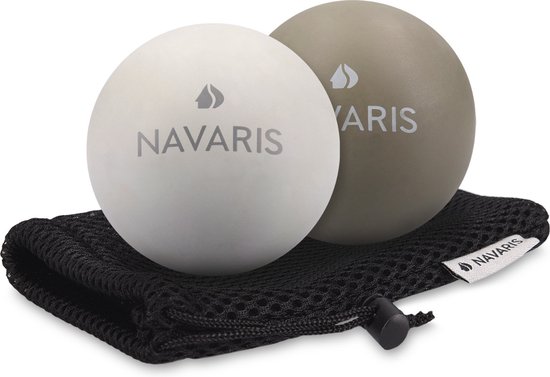 Navaris lacrosse massageballen - 2x triggerpoint massage bal voor rug, benen en nek - Fascia voetroller ballen voor zelfmassage - Set van 2