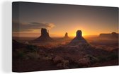 Canvas Schilderij Monument Valley zonsondergang in de VS - 40x20 cm - Wanddecoratie