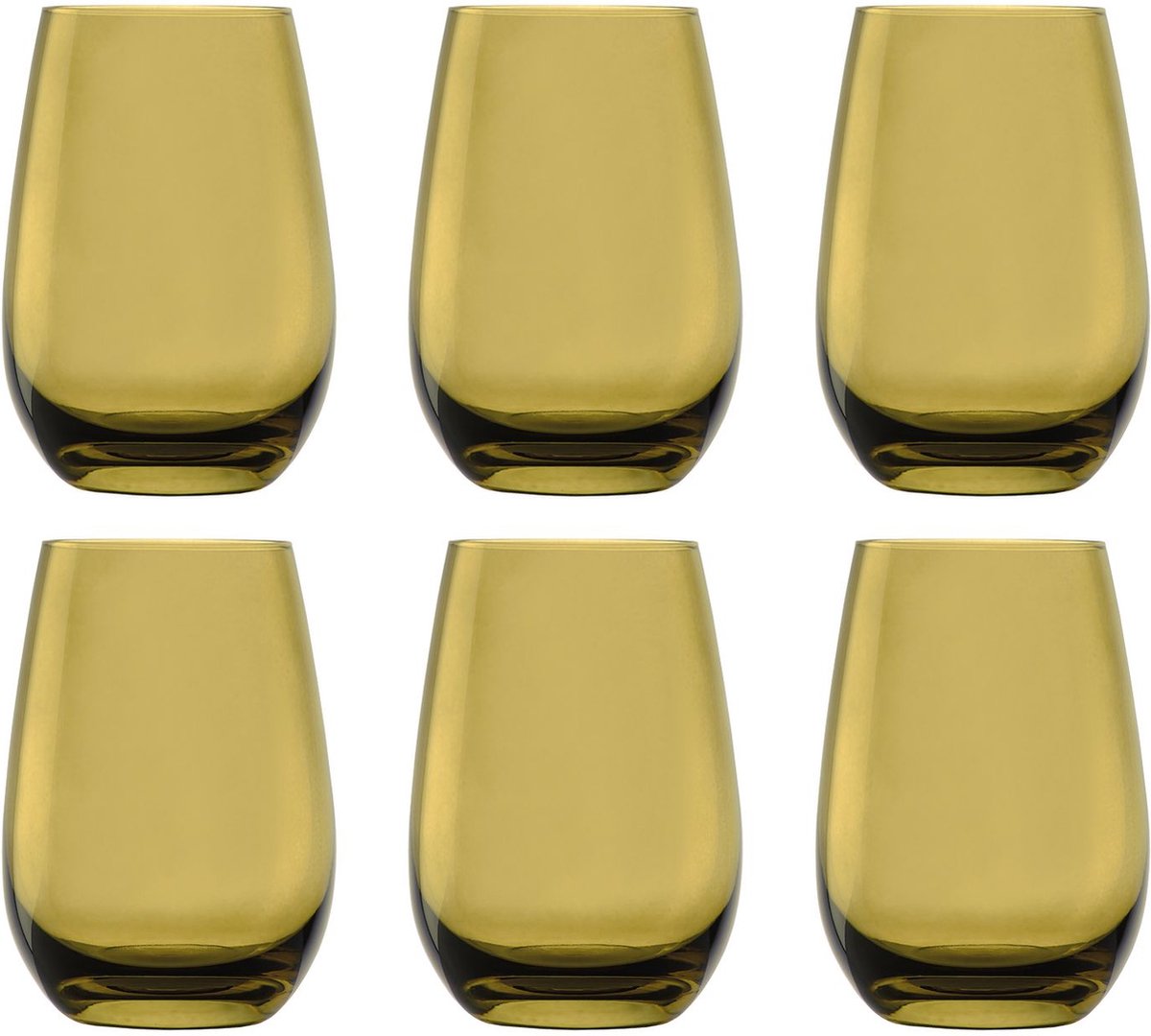 Gekleurde drinkglazen ELEMENTS set van 6, olijf, 465 ml