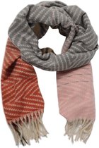 Warme Sjaal Zigzag - 180x70 cm - Rood Grijs Roze