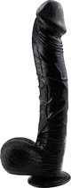 Nooitmeersaai - Realistische zwarte dildo met balzak - 35 cm