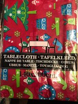 Tafelkleed Kerst 140 cm x 200 cm met kerst figuren - afneembaar kersttafelkleed