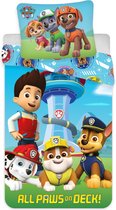 Paw Patrol - Beddengoed - Dekbedovertrek - 100cmx135cm - Kussensloop - 40cmx60cm - All Paws On Deck - Cadeau