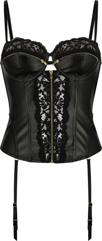 Set Lingerie Hunkemöller Hecate : Bustier 80B & String M - Noir Dentelle - Neuf Avec étiquettes