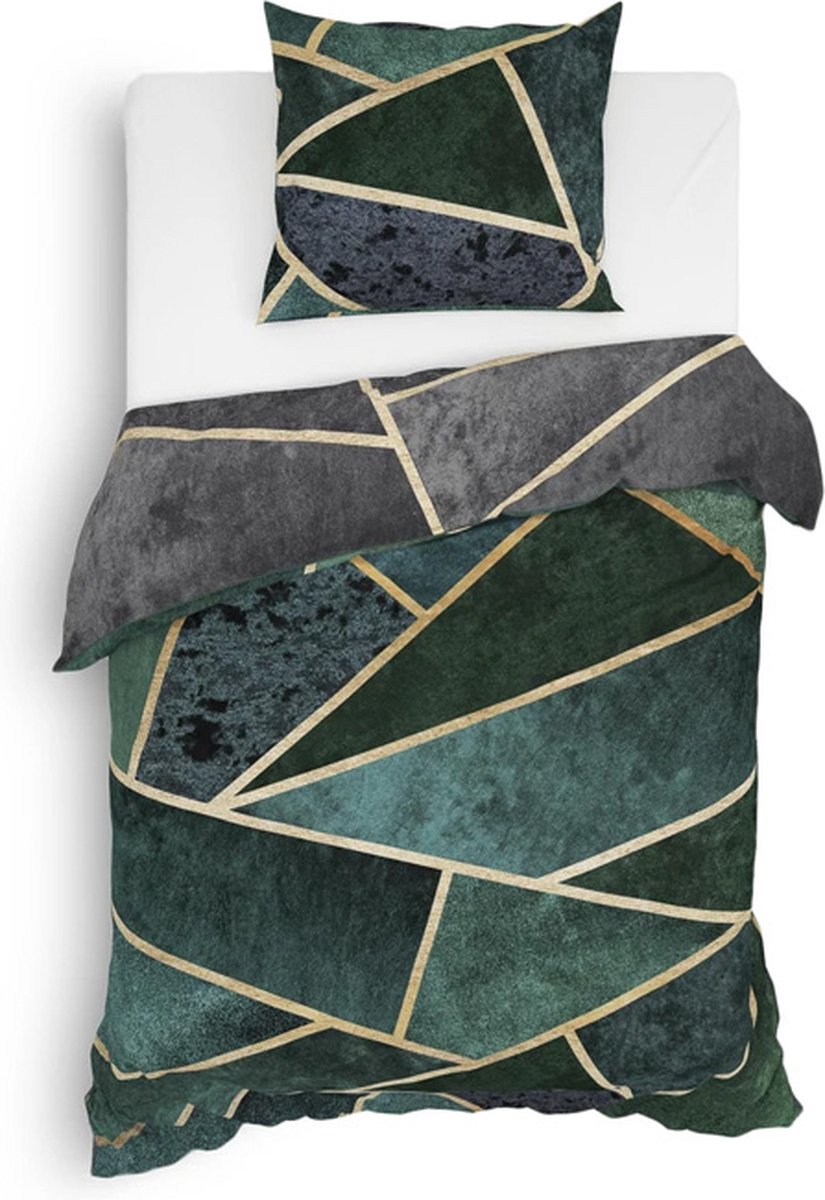Heckett & Lane Franco Dekbedovertrek - Twill - Eenpersoons - 140x200/220 cm - Dark Green