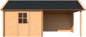 Blokhut met overkapping Kapschuur dak 300 x 300 + 300cm