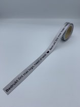 Bedrukt Zilver Satijnen Lint - Zwarte Tekst - 400 meter - 15mm - eigen tekst - eigen logo - chique inpakken