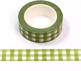 Groene waterverf geruite washi tape | 15mm - 10m