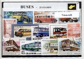 Bussen – Luxe postzegel pakket (A6 formaat) : collectie van 25 verschillende postzegels van bussen – kan als ansichtkaart in een A6 envelop - authentiek cadeau - kado - geschenk -