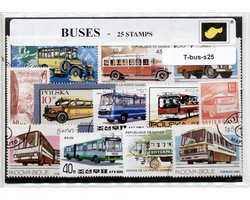 Bussen – Luxe postzegel pakket (A6 formaat) : collectie van 25 verschillende postzegels van bussen – kan als ansichtkaart in een A6 envelop - authentiek cadeau - kado - geschenk - kaart - stadsbus - vervoer - transport - schoolbus - oude bussen