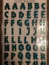 Stickers Alfabet groen 36 letterstickers  (per vel) +- 2 cm hoog en +- 2 cm lang