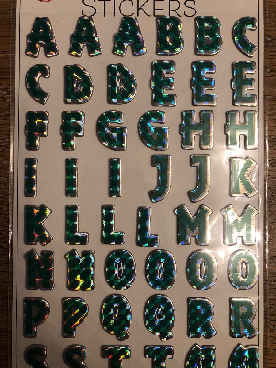 Stickers Alfabet groen 36 letterstickers (per vel) +- 2 cm hoog en +- 2 cm lang