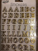Stickers Alfabet goud wit  36 letterstickers  (per vel) +- 2 cm hoog en +- 2 cm lang