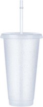 Glittergear Glitter beker - 700ml - Feest - Drinken - Veilige party cup - Deksel - Wit