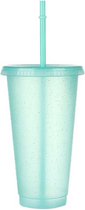 Glittergear Glitter beker - 700ml - Feest - Drinken - Veilige party cup - Deksel - Licht Groen