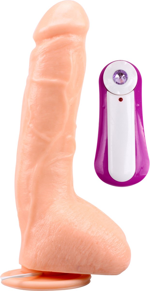 Goedkoopste Vibrerende dildo met zuignap en afstandsbediening - beige