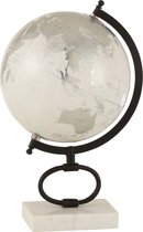 J-Line Wereldbol Op Voet Marmer Metaal Wit/Zilver/Zwart Large