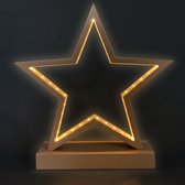 Staande houten ster, bruin, verlicht