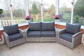 Garden Market Place Windsor loungeset ,  Luxe rattan Tuinset met 12 cm Kussens, Grey 4 Zitplaatsen