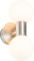 QAZQA cederic - Moderne Wandlamp Up Down voor binnen voor badkamer - 2 lichts - D 113 mm - Staal -