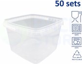 50 x vierkante transparante emmers met deksel - 3,5 liter met garantiesluiting - geschikt voor diepvries en vaatwasser - geschikt voor food & non-food - geproduceerd in Nederland