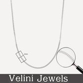 Velini jewels-2MM Cubaanse halsketting-925 Zilver Ketting- roestvrij -50+5cm verlengstuk met anker slot