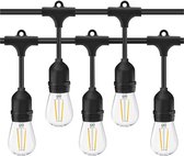 BG4U - Retro LED Verlichting Kabel Waterdicht Compleet | Retro Prikkabel Buitenverlichting Sfeerverlichting Koppelbaar Patio | 15 Meter kabel + 15 E27 Fitting + 15 2watt Warm Wit L