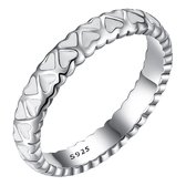 Tracelet - Zilveren Ringen - Ring hartjes wit | Emaille harten rondom | 925 Sterling Zilver - 925 Keurmerk Stempel - 925 Zilver Certificaat - In Leuke Cadeauverpakking