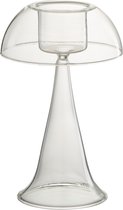 J-Line T-Lichthouder Paddestoel Glas Transparant Small Set van 2 stuks